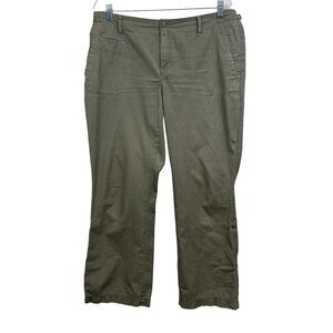 Eddie Bauer Womens Capri Pants Mercer Fit Convertible Rolled Tab Hem‎ Green 12P